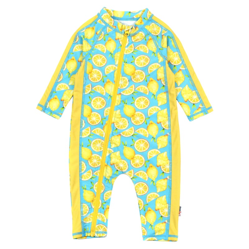 SwimZip Boys' Long-Sleeve UPF 50+ Swimsuit for Baby, Toddler, & Little Boys Lemons - Image 1